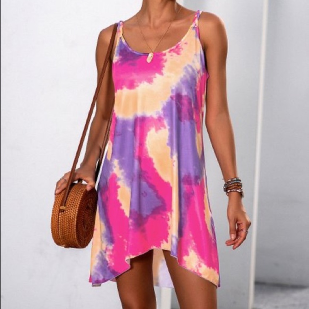 NWT Rose & Purple Tie-Dye Sleeveless Dress, Sz. S